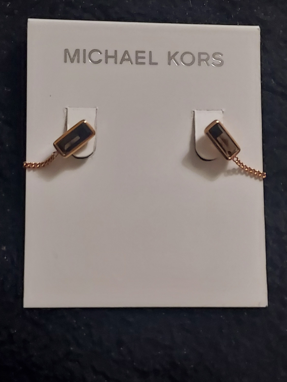 Michael Kors Gold Bar Threader Earrings - Black Accent